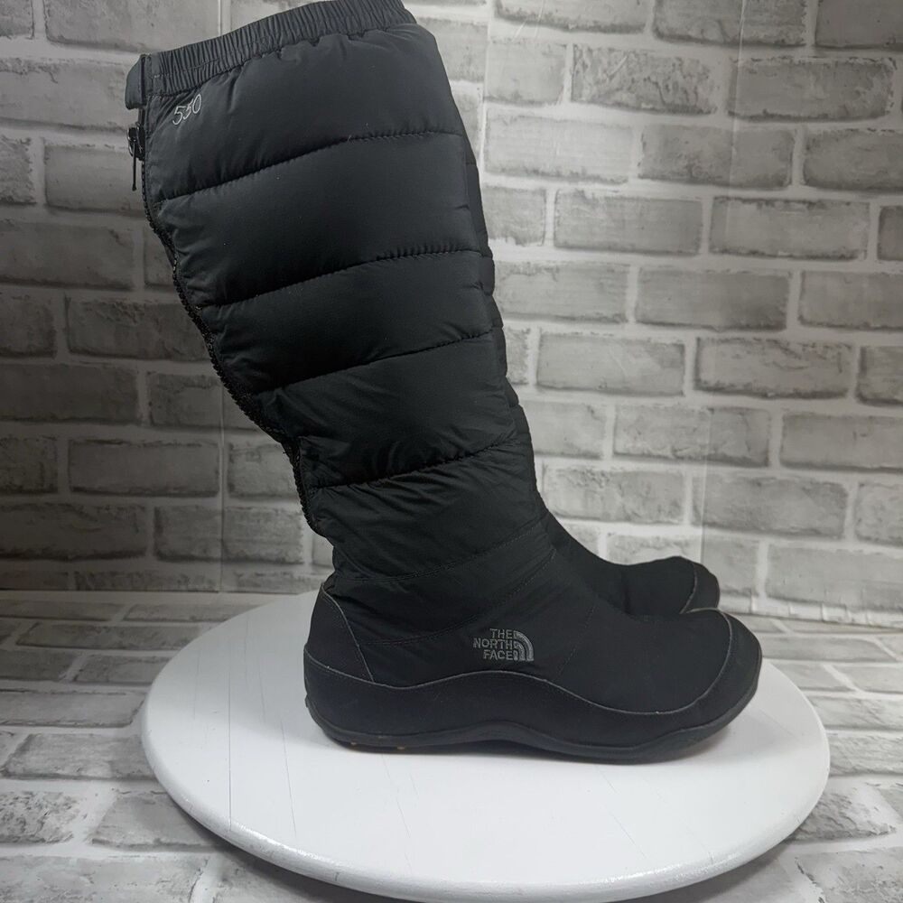 The North Face Nuptse Apres 550 Fill Down Boots Tall Black Women's Size 10